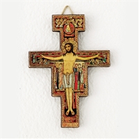 San Damiano Wooden Wall Cross - 3.5 Inch