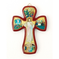 Divine Mercy Wooden Wall Cross - 12-Inch