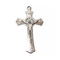 8" Nickel Saint Benedict Crucifix with Chrome Finish