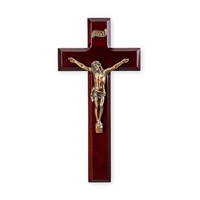 Dark Cherry and Gold Crucifix Thick