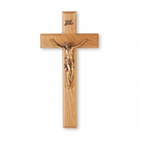 10-Inch Oak & Museum Gold Giglio Crucifix