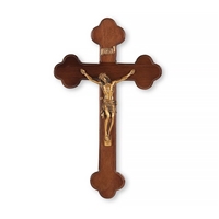 10-Inch Walnut and Museum Gold Wall Crucifix