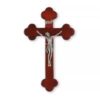 10-Inch Dark Cherry Wood & Pewter Crucifix