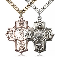 Sterling Silver Military 5-Way Cross