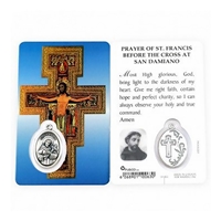 San Damino Laminated Prayer Card with Medal