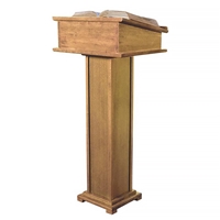 Lectern with Shelf - Pecan Finish