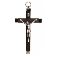 Wood & Metal Bound Crucifix - Brown - 3.75-Inch