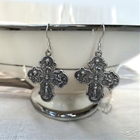 Four-Way Cross Earrings, Silver