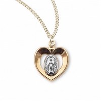 Two Toned Miraculous Heart Shaped Medal