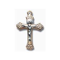 Gold Over Sterling Two Tone Fancy Crucifix