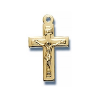 Bevel Edge High Polish Gold Over Sterling Crucifix