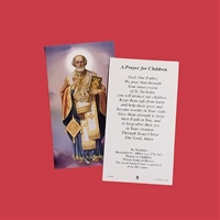 St. Nicholas Prayer for Children - Paper Prayer Card - Pack of 100