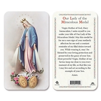 Our Lady of the Miraculous Medal Plastic Prayer Card