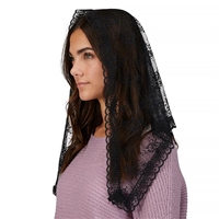 Lace Chapel Veil with Pouch - Black