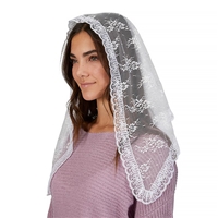 Lace Chapel Veil with Pouch - White