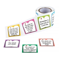 Catholic Ten Commandments Sticker Assortment - Roll of 100