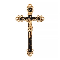 Crucifix with Floral Design - Golden Brown