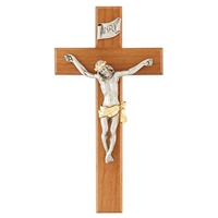 12-Inch Fine Walnut and Two-tone Pewter Crucifix