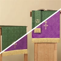 Reversible Pulpit Scarf - Violet/Green - Cross and Trinity