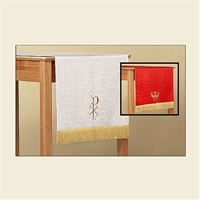 Reversible Table Runner - Red/White - Dove and Chi Rho