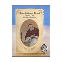 St Alphonsus Liguori (Arthritis) Healing Holy Card with Medal
