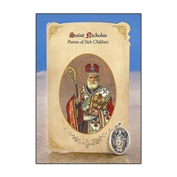 St Nicholas (Sick Children) Healing Holy Card with Medal