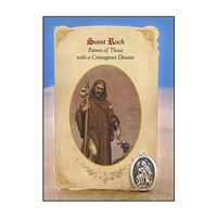 St Roch (Contagious Diseases) Healing Holy Card with Medal
