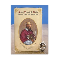 St Francis de Sales (Hearing Loss) Healing Holy Card with Medal