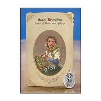 St Dymphna (Epilepsy) Healing Holy Card with Medal