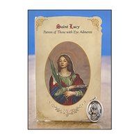 St Lucy (Eye & Vision Ailments) Healing Holy Card with Medal