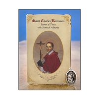 St Charles Borromeo (Stomach Ailments) Healing Holy Card with Medal