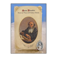 St Benedict (Kidney Disease) Healing Holy Card with Medal