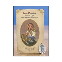 St Dymphna (Neurological Disorders) Healing Holy Card with Medal