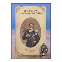 St Gerard (Motherhood and Childbirth) Healing Holy Card with Medal