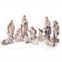 8 Inch Pearlized Nativity Scene - 11 Pieces