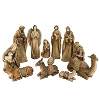 12 Inch Wood-Grain Texture Nativity Set with 11 Pieces