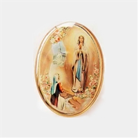 Our Lady of Lourdes Gold Rim Lapel Pin