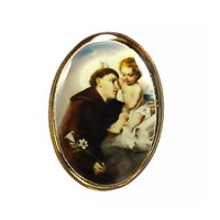 St Anthony Small Gold Rim Lapel Pin