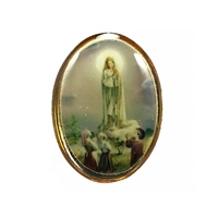 Our Lady of Fatima Small Gold Rim Lapel Pin