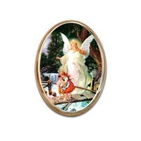 Guardian Angel Small Gold Rim Lapel Pin