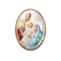 Holy Family Small Gold Rim Lapel Pin