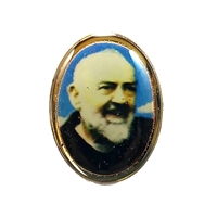 St. Padre Pio Small Gold Rim Lapel Pin