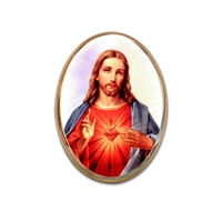 Sacred Heart Small Gold Rim Lapel Pin