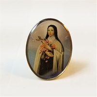 St. Therese the Little Flower Small Gold Rim Lapel Pin