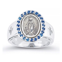 Blue Miraculous Medal Ring sizes 5-8