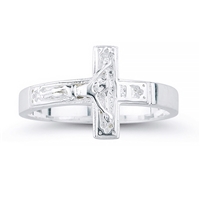 Sterling Silver Crucifix Ring - Sizes 9 - 12