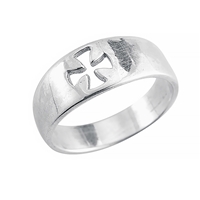 Sterling Silver Pierced Cross Ring - Sizes 6 - 12