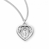 Miraculous Heart Shaped Medal with 18 inch Chain