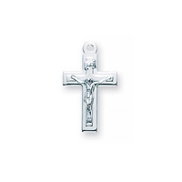 Sterling Silver Tiny Crucifix,16 Inch Chain, Boxed