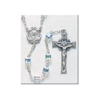 Sterling Square Crystal Bead Rosary